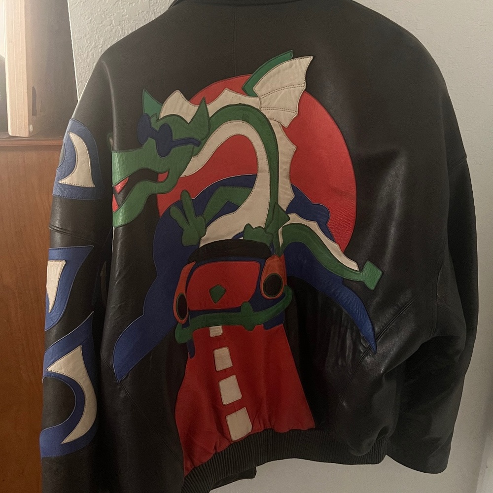Rare Vintage Pelle Pelle Leather Jacket ** Dragon